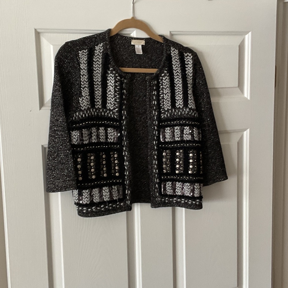 Chico's Black and White Patterned Cardigan